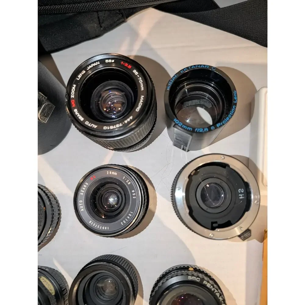 Huge Mixed Lot Vintage Camera Lenses Accessories  Lowepro Bag